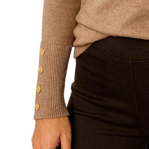 Philosophy Luxurious Soft Knit Long Sleeve Gold Buttons Turtleneck Size S - Picture 2 of 16